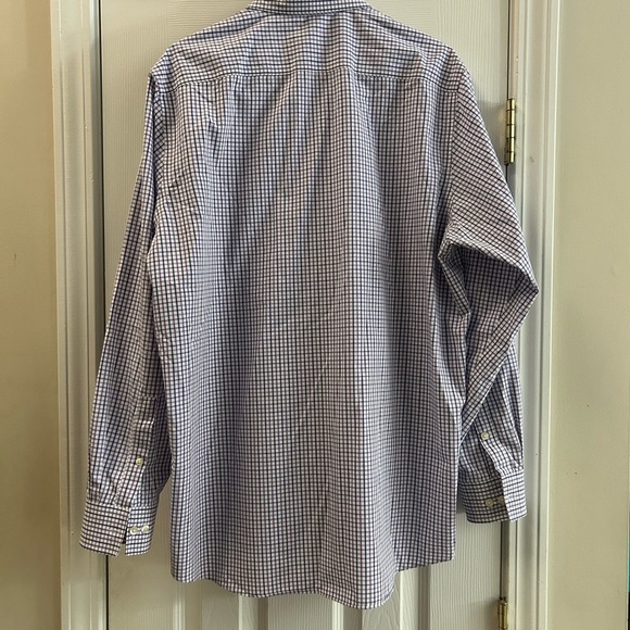 Michael Kors MENS No Iron Button Down Dress Shirt Sz 16.5 Purple and Blue plaid - Picture 4 of 5